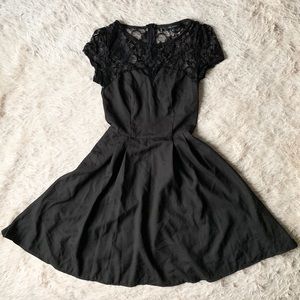 Black Lace Skater Dress